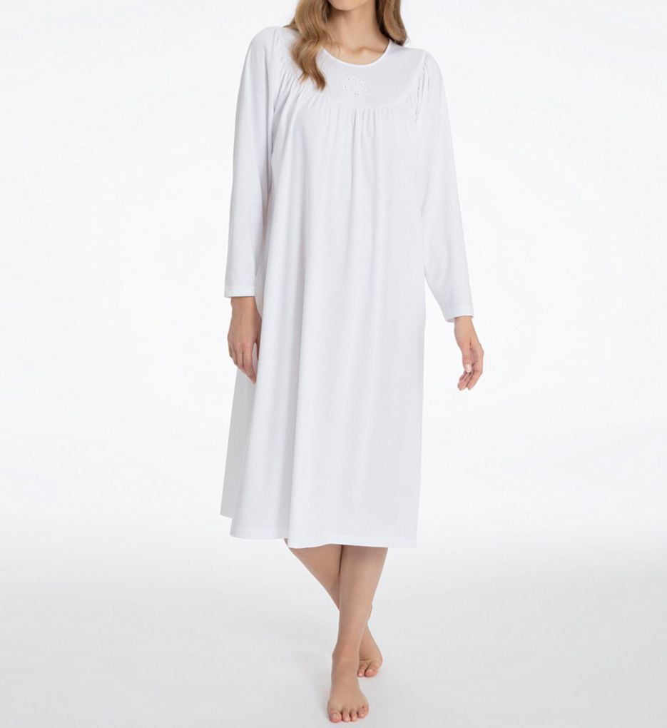 Calida - Women's Calida 33000 Soft Cotton Long Sleeve Nightgown (White ...