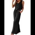 thumbnail image 2 of Conjunto de Dos Piezas para Mujer, 2025, Sin Mangas, con Botones, Informal, con Bolsillo y Pantalones Anchos. Negro XL, 2 of 7