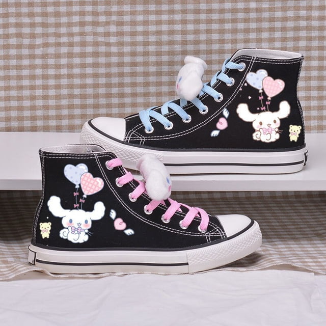 Zapatos altos suaves de Hello Kitty para niñas, zapatillas de lona con dibujos animados de Anime, a la moda, combinan con todo, para estudiantes