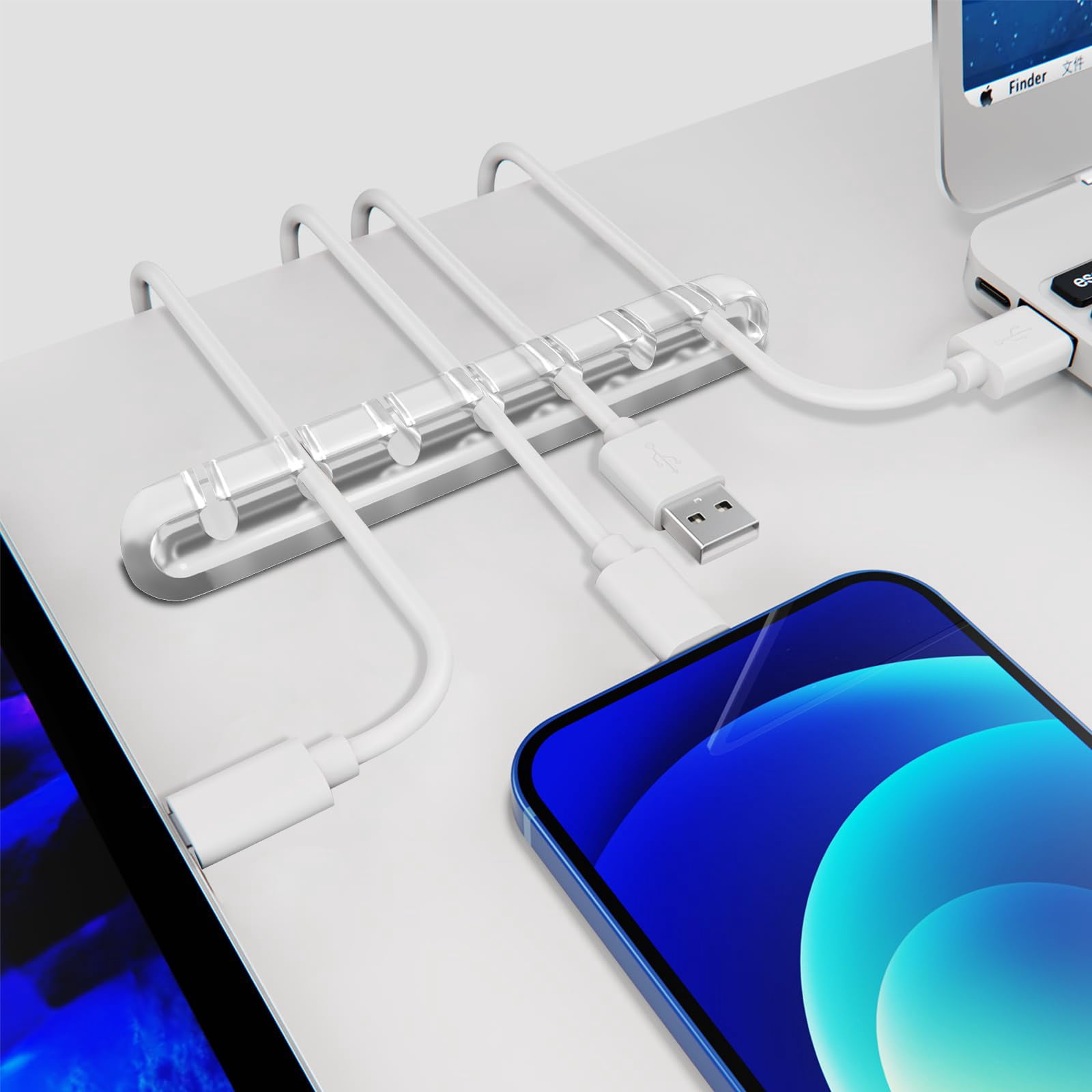 Cable Holder Clips Cable Management Cord Organizer Clips Silicone Self Adhesive for Desktop USB Charging Cable Nightstand Power Cord Mouse Cable Wire PC Office Home