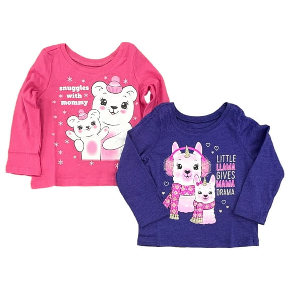 CP Infant Girls Purple & Pink Long Sleeve 2Pk T-Shirts 9-12 Mo