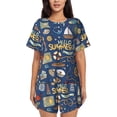thumbnail image 1 of Fotbe Marine Nautical Conjunto de Pijama Estampado para Mujer, 2 Piezas, Ropa de Dormir con Camiseta de Manga Corta y Shorts Suaves-Medium, 1 of 6