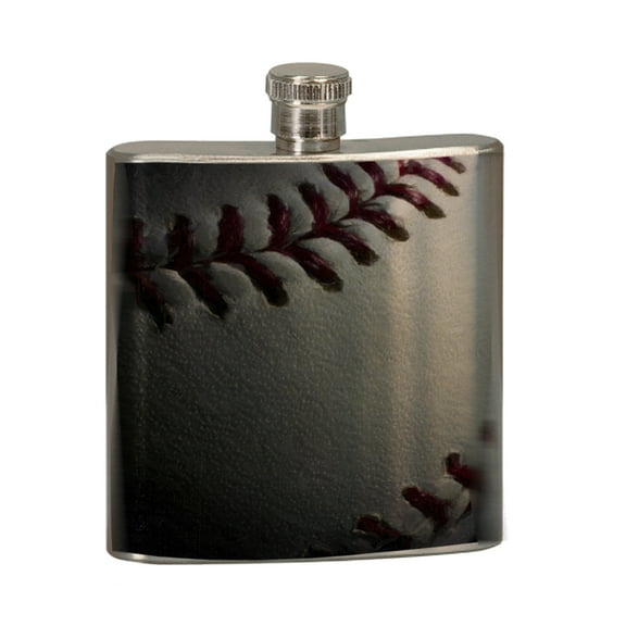 KuzmarK 6 oz. Stainless Steel Pocket Hip Liquor Flask - Baseball Painting