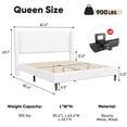 thumbnail image 5 of Frostbloom Queen Size Boucle Upholstered Platform Bed Frame with Wingback Headboard, White, 5 of 11