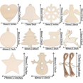 thumbnail image 4 of Adornos navideños de madera sin terminar, 10 piezas, colgantes en blanco, rebanadas de madera con hilo de yute, manualidades para decoración de árbol de Navidad DIY, 4 of 4