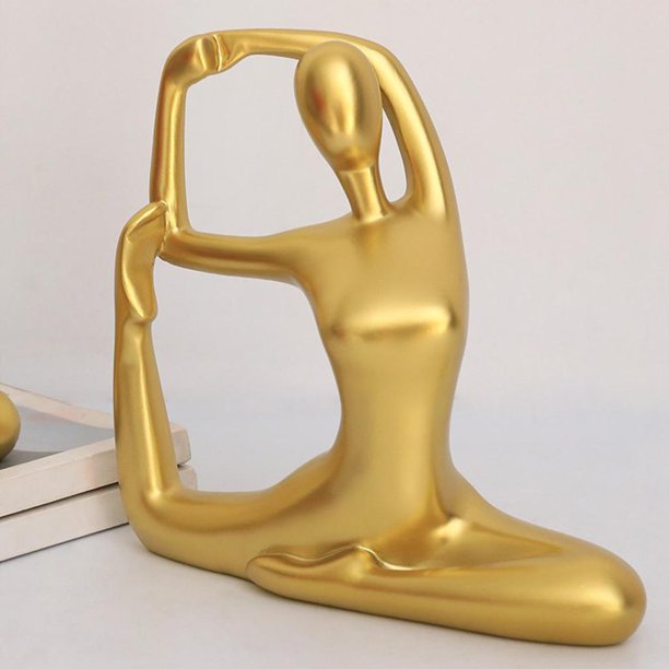 Estatuil de yoga de resina, estatua de meditación decorativa dorada, poses de yoga, estatua de cerámica, de Yoga, decoración, estantería, dec Postura de perfecl Figura de postura de yoga