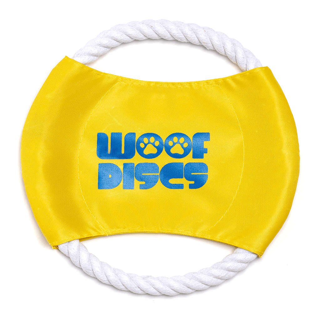 Woof Discs Flying Rope Disc/Chewing Frisbee Dog Toy(Yellow)