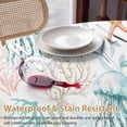 thumbnail image 4 of Teal Jellyfish Starfish Round Tablecloth 54 inches Summer Beach Coral Shell Watercolor Waterproof Oil-Proof Table Cloth Round Table Cover for Holiday Party Picnic Dinner Decor Indoor and Outdoor Use, 4 of 9