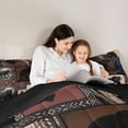 thumbnail image 4 of Manfei Vintage Bear Grid Twin Comforter Sets,Pine Grove Pattern Bedding Set,Brown,Black Reversible,2pcs,1 Comforter and 1 Pillowcase, 4 of 7