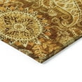 thumbnail image 4 of 5' X 8' Terra Cotta Brown And Gold Floral Medallion Washable Indoor Outdoor Area Rug, 4 of 5