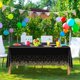 thumbnail image 4 of Mantel de fiesta, mantel de plástico, cubierta de mesa de confeti con puntos dorados, cubierta rectangular para mesa de fiesta, 137x274cm,11 Afortunado Sencillez, 4 of 5