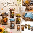 thumbnail image 2 of 4 Pcs Whimsical Highland Cow Figurine Set, Lovely Farmhouse Four‑Season Cow Collection, Unique Highland Cow Gifts For Shelf And Mantel Display, 2 of 7