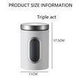 thumbnail image 2 of Canisters Set, 3 Piece Silver Stainless Steel Canister Set with Glass Windows, for Kitchen Canning Cereal,Pasta,Sugar,Beans,Spice Kitchen Storage Canister Container Set - White, 2 of 7