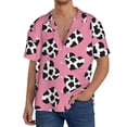 thumbnail image 1 of Fotbe heart with cow Camisa Estampada de Manga Corta para Hombre, Casual de Verano, Estilo Playero, Sin Arrugas-3X-Large, 1 of 5