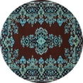 thumbnail image 1 of Ahgly Company Indoor Round Medallion Light Blue Traditional Area Rugs, 8' Round, 1 of 4