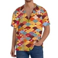 thumbnail image 3 of Honeii 's Japanese Style Fish Scales for men's short-sleeved button-up collared shirt featuring a pocket, perfect for beach vacations, and travel adventures., 3 of 5