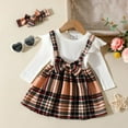 thumbnail image 2 of TAIAOJING Girls Dress for Kids Toddler Girls Long Sleeve Plaid Prints Dress Ribbed Bowknot Dresses Clothes Headbands Set Gift Clothes Outfit 9-12 Months, 2 of 7