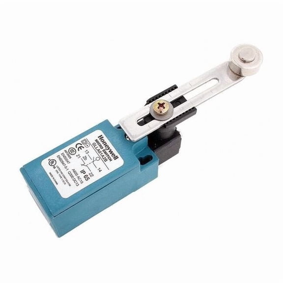 Limit Switch, Roller Lever, Rotary, 1NC/1NO, 10A at 300V AC, Actuator Location: Side