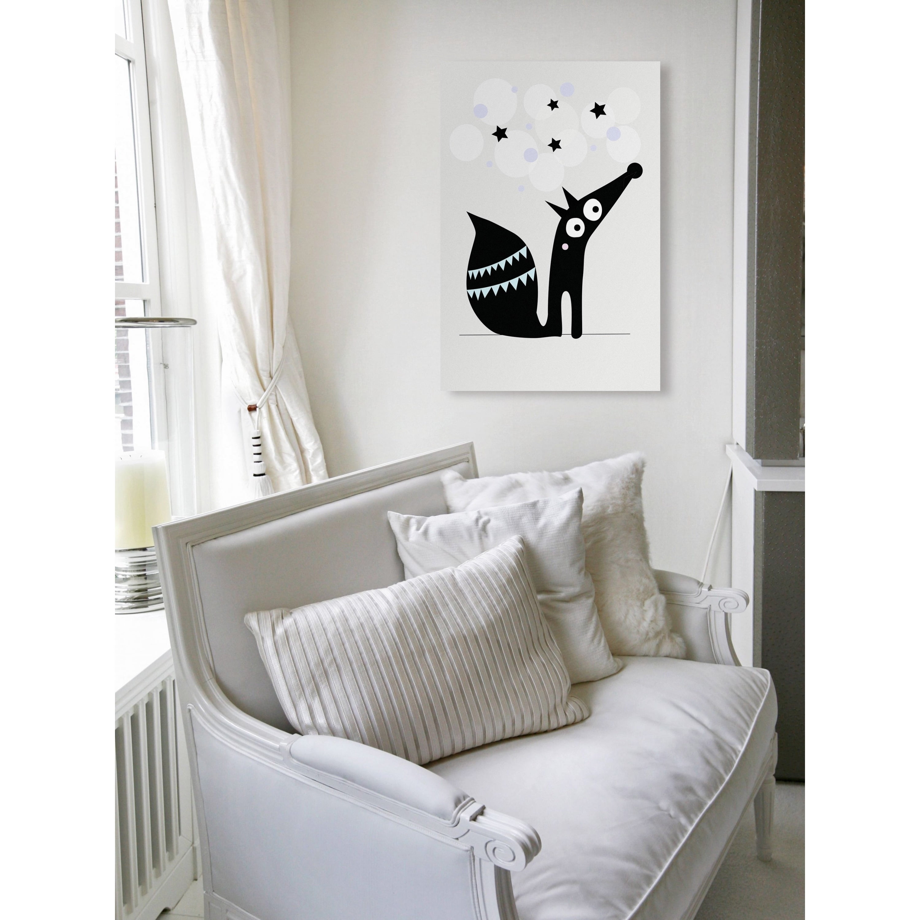 Marmont Hill "Black Star Dog" by Katarina Snygg Painting Print on Wrapped Canvas