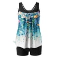 thumbnail image 5 of Nrmvnmi Tankini Swimsuits for Women 2 Piece Bathing Suits Floral Prints Round Neck Swim Tank Top with Boy Shorts Modest Swimwear Mothers Day Gifts, 5 of 6