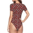 thumbnail image 4 of Easygdp Red Floral Women's One-Piece Swimsuit Slim Fit Crew Neck Bodysuit Athletic Swimwear with Concealed Buckle - Medium, 4 of 9