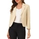 thumbnail image 4 of Blazer abierto para mujer Inspire Chic, chaqueta de traje corta para el trabajo de verano, color beige, talla 3XL, 4 of 7