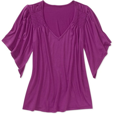 Faded Glory Women's Smocked Shoulder Knit Top