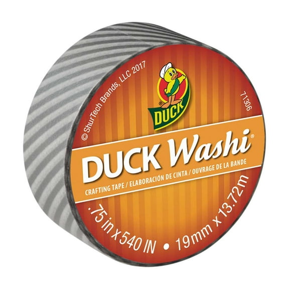 Duck Brand Washi 0.75"x15 Yd Silver Stripe Crafting Tape