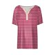 thumbnail image 5 of Camiseta de Manga Corta para las Mujeres con Cuello en V de Impresión de Rayas con Botón, Blusa Casual para el Hogar Y Diario, 5 of 5