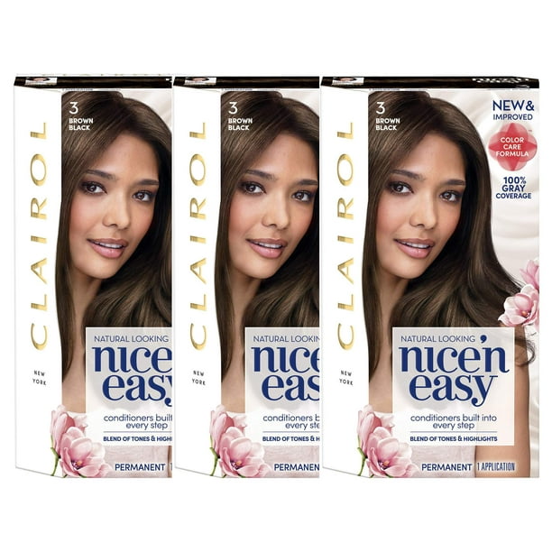 Clairol Nice 'n Easy Permanent Hair Color 3 Brown Black, 3 pack - Clairol Nice 'n Easy Permanent Hair Color 3 Brown Black, 3 pack -