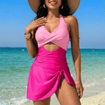 thumbnail image 4 of SOMER Women's One Piece Swimsuit Tummy Control Bathing Suits Push Up Swimdress Cutout V Neck Skirt Swimwear, 4 of 7