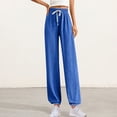thumbnail image 5 of XFLWAM Womens Cinch Bottom Sweatpants Elastic High Drawstring Waist Palazzo Pants Wide Leg Pants Casual Lounge Trousers Blue Free Size, 5 of 7
