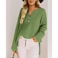 thumbnail image 2 of HSHDLDF Women's Oversized Sweaters Batwing Long Sleeve Loose V Neck Button Henley Tops Pullover Knit Jumper, 2 of 5