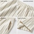 thumbnail image 5 of GIRUNS Mens Casual Shorts 7 Inch Striped Summer Beach Drawstring Elastic Waist Shorts with Pockets Khaki M, 5 of 8