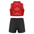 thumbnail image 2 of Linjinx Girls 2PCS Sport Outfits Racerback Crop Top with Booty Shorts Set Ballet Dance Gymnastics Red&Black 12, 2 of 7