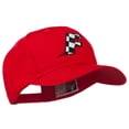 thumbnail image 5 of Checkered Flag Alphabet Embroidered Red High Profile Cap - F OSFM, 5 of 5