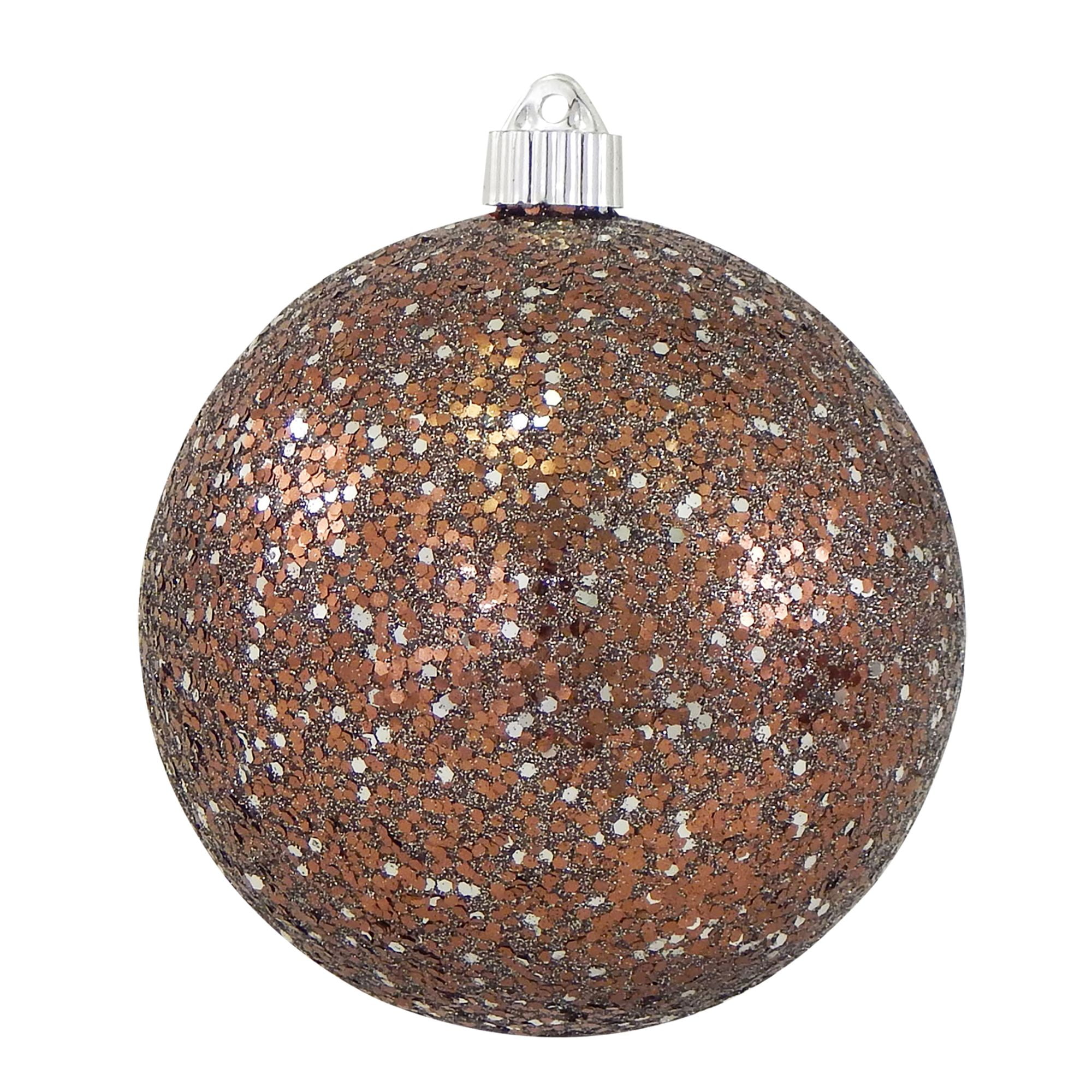 2ct Brown and Silver Shatterproof Glitter Christmas Ball Ornaments 6