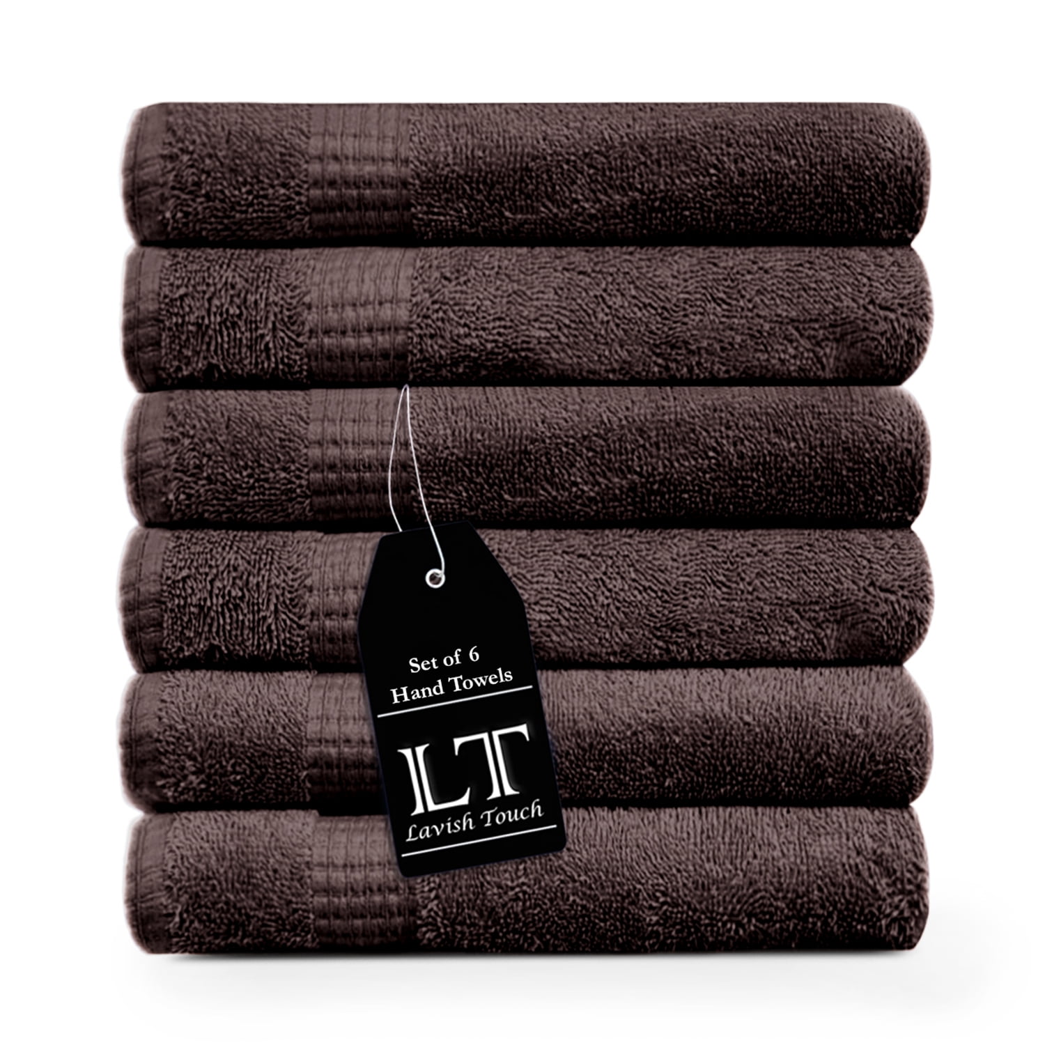 Lavish Touch 600 GSM 100 Cotton 6 Pack Hand Towels 15x22, Premium