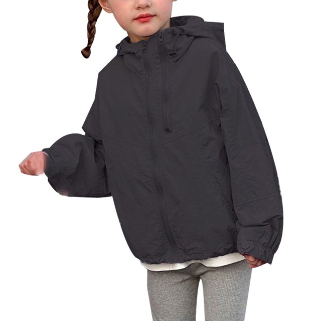 Hiiyo Tween Girls Sun Protection Lightweight Outerwear Loose Fit Zipper Jacket, Sizes 2-16