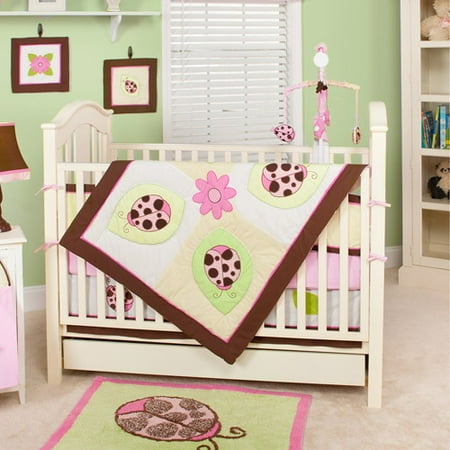 Pam Grace Creations Ladybug Lucy 10pc Nursery in a Bag Crib Bedding Set