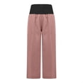 thumbnail image 4 of Lenpel Capri Pants for Women Elastic High Waisted Pull on Pleated Wide Leg Pants Casual Loose Capris with Pockets, 4 of 6