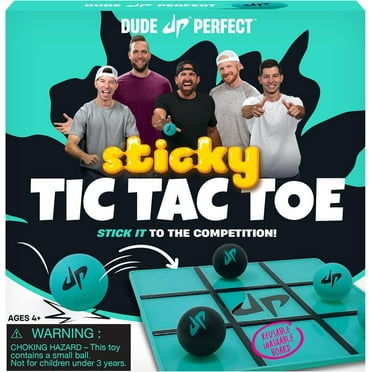 Dude Perfect Sticky Tic Tac Toe, Kids Tabletop Activity, for Family Game Night, Perfect for a Gift and Parties, 2 Players, Ages 4 