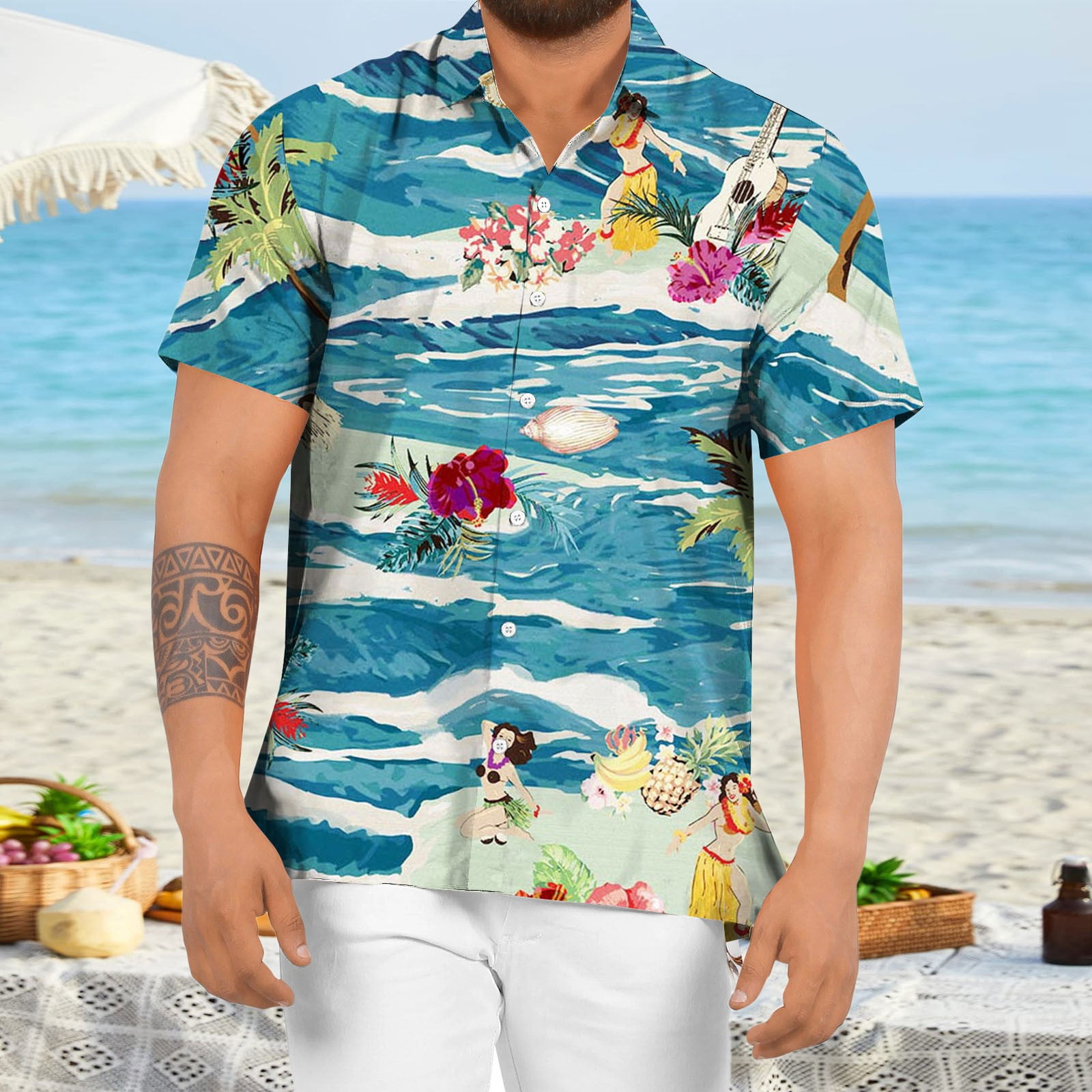 Black Hawaiian Shirt For Men Mens Spring Summer Casual Floral Hawaiian  Beach Tropical Casual Button Down Short Sleeve Shirts