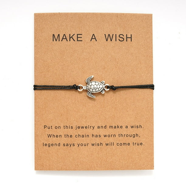 Pulseras para mujer, regalos para mujer, pulsera de tarjeta, pulsera trenzada de alambre encerado, pulsera de tortuga, pulsera con letras, manta