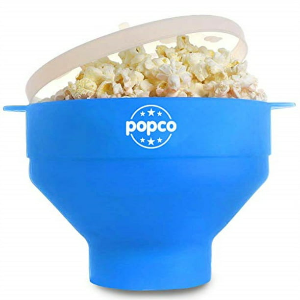 The Original Popco Microwave Popcorn Popper Silicone Popcorn Maker Collapsible Bowl Bpa Free Dishwasher Safe Light Blue Walmart Com Walmart Com