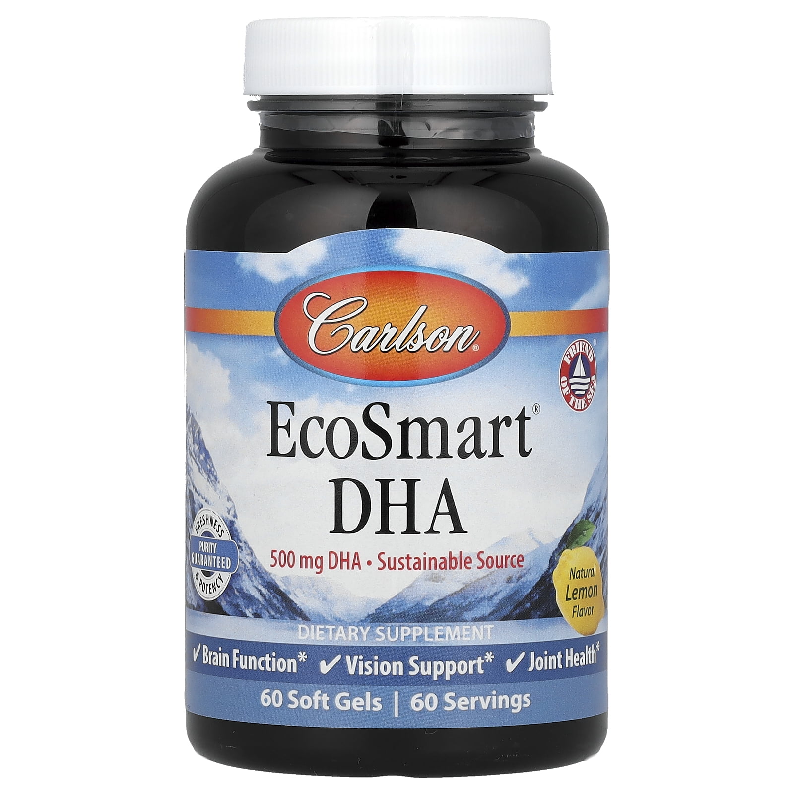 Carlson EcoSmart® DHA, Natural Lemon, 500 mg, 60 Soft Gels + 20 Soft Gels