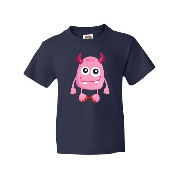 Inktastic Cute Monster, Smiling Monster, Pink Monster, Horns Youth T-Shirt