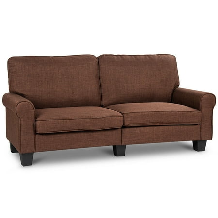 Oak Upholstered Loveseat - Gymax Sofa Couch Loveseat Fabric Upholstered Curved Armrest Home Living Room Furniture