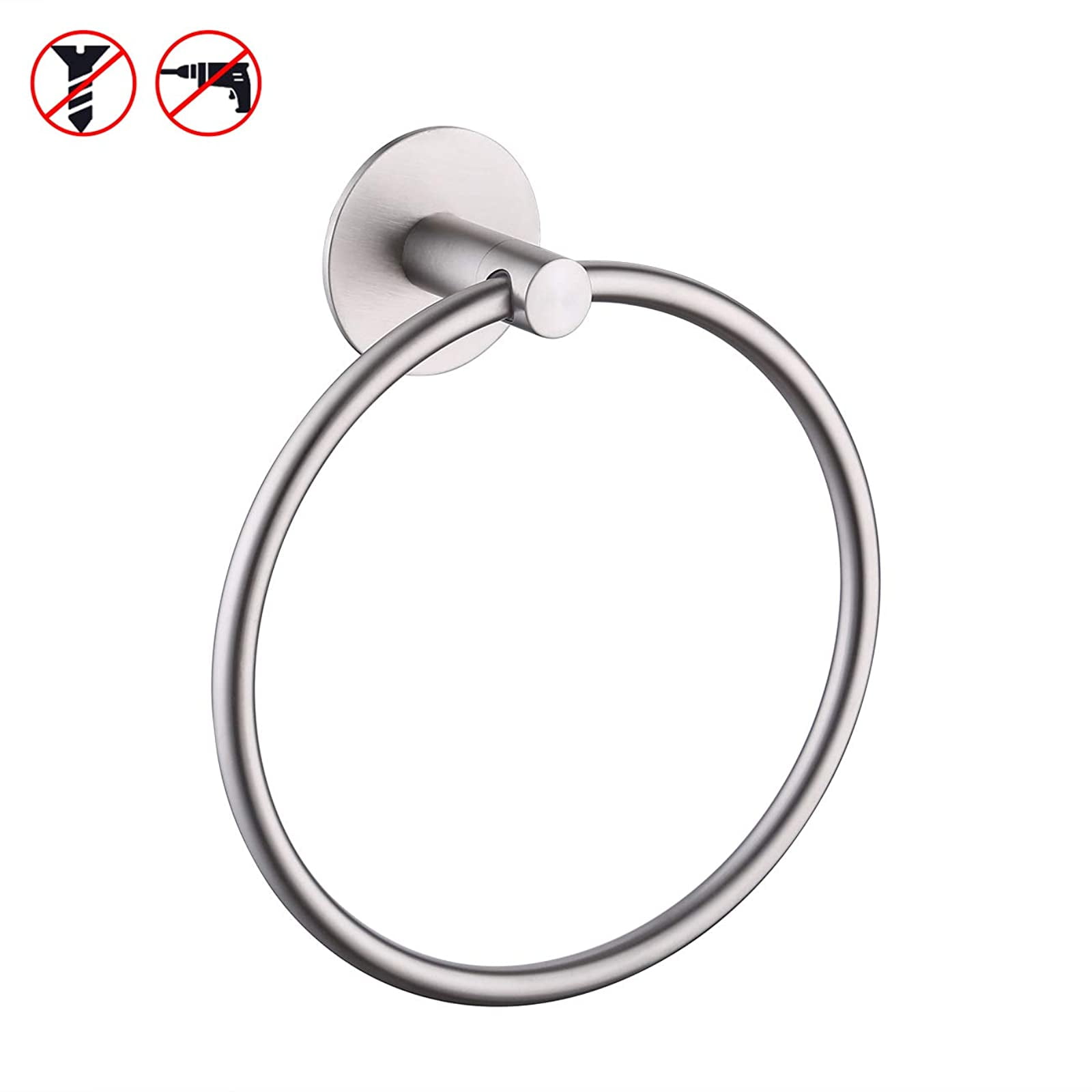 Nail Free No Drilling Adhesive Bathroom Kitchen Towel Ring Holder Round #3
