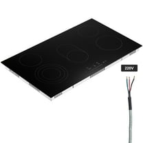 KFFKFF 5 Burner Electric Ceramic Cooktop, Built-in Countertop Burners, 36" Electric Range, 8600W, with Touch Control, Timer, Safety Lock, 9 Power Levels, 220-240V, Direct Wiring Required